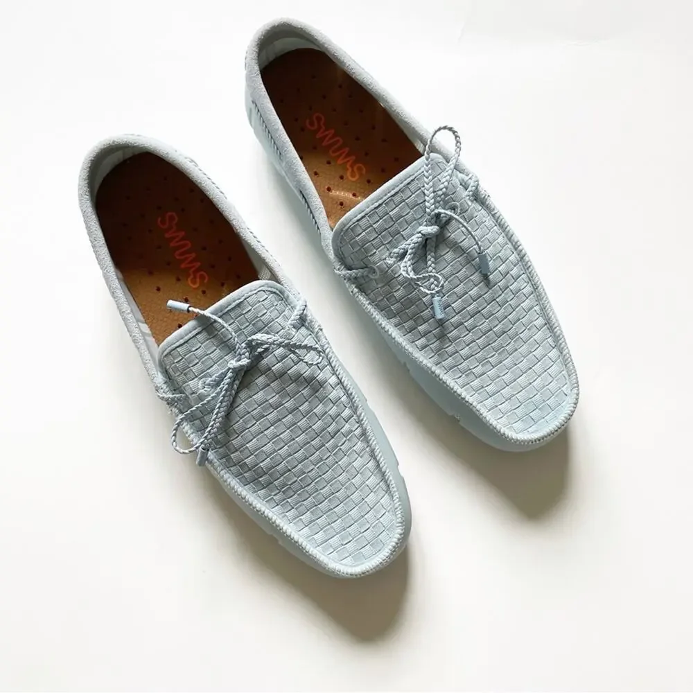 NEW Men’s Ice Blue SWIMS Woven Driver Loafers